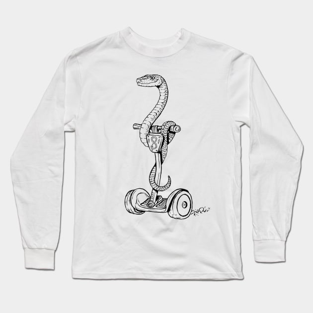 Snake on a Segway Long Sleeve T-Shirt by AJIllustrates